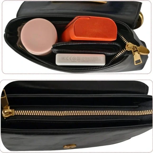Women's Black Shaped Leather Purse w/Safety Pin “Handle” & Detachable Strap NWWT - Picture 6 of 7